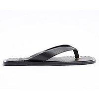 River Island Wide Toe Thong Flat Sandal - Black