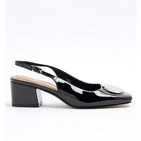 River Island Block Heel Court Shoe - Black