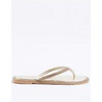 River Island Toe Thong Embellished Sandal - Gold