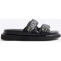 River Island Quilted Chunky Sandal - Black
