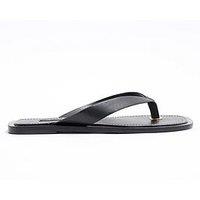 River Island Toe Thong Flat Sandal - Black
