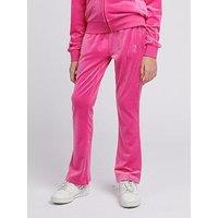 Juicy Couture Girls Diamante Velour Bootcut Jogger - Dark Pink