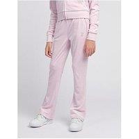 Juicy Couture Girls Diamante Velour Bootcut Jogger - Light Pink