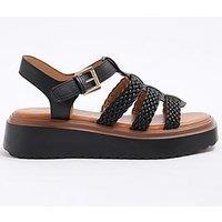 River Island Fisherman Flatform Sandal - Black
