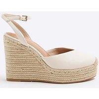 River Island Close Toe Wedge - Cream