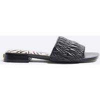 River Island Textured Mule Flat Sandal - Black