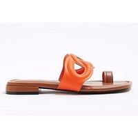 River Island Toe Loop Slat Sandal - Orange