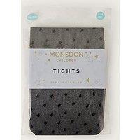Monsoon Girls Semi Sheer Spot Tights - Black