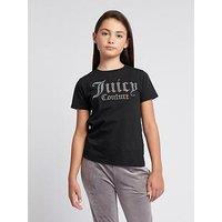 Juicy Couture Girls Diamante Fitted Short Sleeve T-Shirt - Black