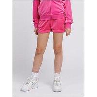 Juicy Couture Girls Diamante Velour Fold Up Short - Dark Pink