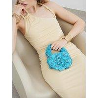 River Island Beaded Satin Grab Bag - Blue