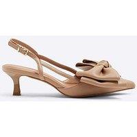 River Island Sling Back Bow Court Heel - Dark Beige