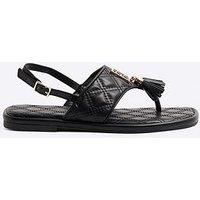 River Island Toe Thong Tassel Sandal - Black