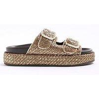 River Island Double Strap Sandal - Gold