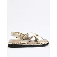 River Island Cross Strap Sandal - Gold