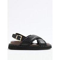 River Island Cross Footbed Sandal - Black