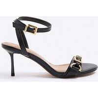 River Island Buckle Detail Heeled Sandal - Black