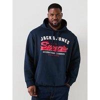 Jack & Jones Plus Size Logo Hoodie - Navy