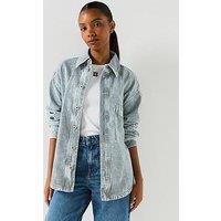 Hugo Garesa Stripe Denim Shirt - Bright Blue