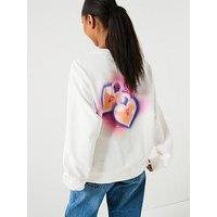 Hugo Oversized Crew Neck Sweatshirt - White - Natural