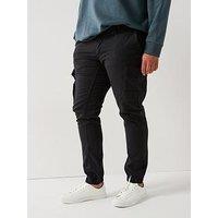 Jack & Jones Plus Paul Tapered Fit Cuffed Cargo Pants - Black