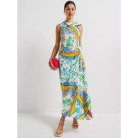 Moschino Jeans Scarf Print Crepe Viscose Dress - Multi