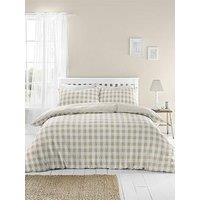 Catherine Lansfield Seersucker Gingham Check Duvet Cover Set - Natural