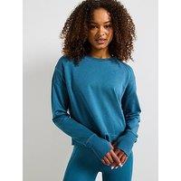Sweaty Betty Womens Training After Class Crop Sweatshirt - Blue