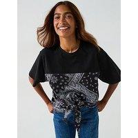 V By Very Knot Front Printed T-Shirt - Black