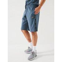 Ea7 Emporio Armani Sporty Logo Taped Jersey Shorts - Grey Blue