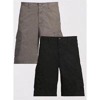 Jack & Jones Jack & Jones Cole Mateo Cargo Shorts Mid Length 2Pk - Black