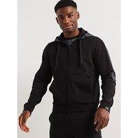 Ea7 Emporio Armani Train Monogram Zip Through Hoodie - Black
