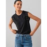 The Very Collection Embellished Sleeveless T-Shirt - Black