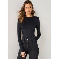 V By Very Soft Touch Essential Long Sleeve Top - Black