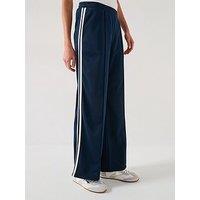 V By Very Side Stripe Pin Tuck Wide Leg Jogger - Navy