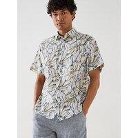 Jack & Jones Joshua Split All Over Print Short Sleeve Shirt - Off White