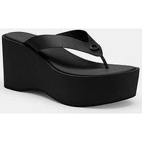 Coach Sculpted C Platform Leather Flip Flops - Black