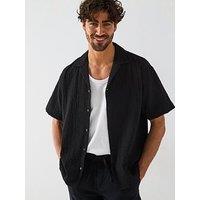 Jack & Jones Pablo Seersucker Resort Short Sleeve Shirt - Black