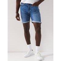 Jack & Jones Rick Original Distressed Denim Shorts - Blue Denim