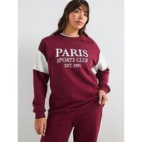 V By Very Curve Colourblock Paris Sweatshirt - Red