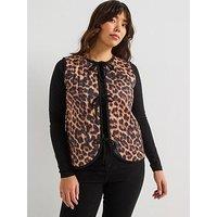 V By Very Curve Tie Detail Waistcoat - Print