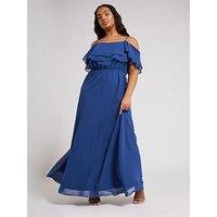 Yours Curve Cold Shoulder Dress - Blue