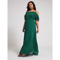 Yours Curve Cold Shoulder Dress - Green