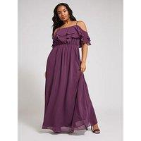 Yours Curve Cold Shoulder Dress - Purple