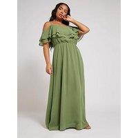 Yours Curve Cold Shoulder Dress - Green