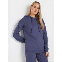 Long Tall Sally Drop Shoulder Drawcord Hoodie - Blue