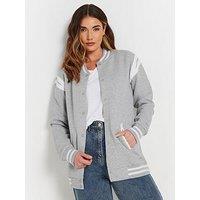 Long Tall Sally Tall Varsity Bomber Jacket - Grey