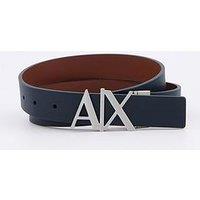 Armani Exchange Logo Buckle Reversible Leather Belt - Navy