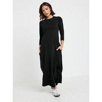 Pixiegirl Petite Long Sleeve T Shirt Maxi Dress - Black