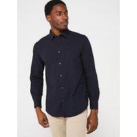Armani Exchange Long Sleeve Seersucker Shirt - Navy